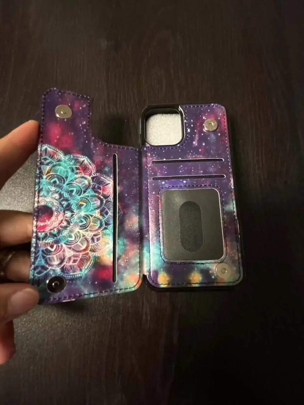 5.8 IP2019 Wallet Case Mandala Purple Galaxy Phone Case